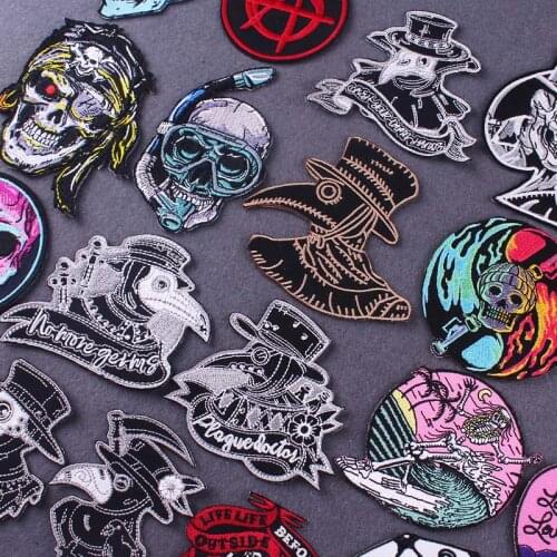 Plague Doctor Beak Face Patch DIY Embroidery Patches For Clothing Stickers Punk Skull Patch For DIY T-shirt Punk/Skull Patch