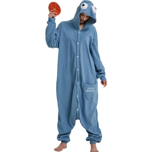 Cookie Monster Onesies For Kids Adults Cartoon Onesies Women Men Pajamas Animal Cosplay One-Piece Sleepwear Boys Girls Jumpsuit