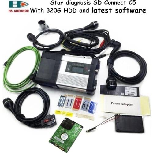 A complete set of latest MB star SD C5 diagnostic software 2020.12v xen.try dts-monaco 8.16 and high quality OBD2 connector SD C