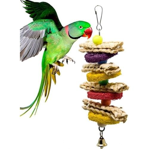 Parrot Chewing Toy Funny Cage Bite Toy Parrot Cage Hanging Toy Bird Bell Toy Parrot Funny Swing Ball Toy Training Toys