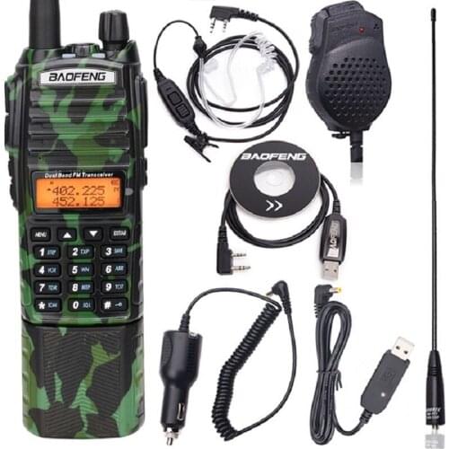 Baofeng UV-82 Plus camo High Power 8W 3800mAh with DC Connector Walkie Talkie Dual Band 136-174&400-520mhz 10km Long Range Ham