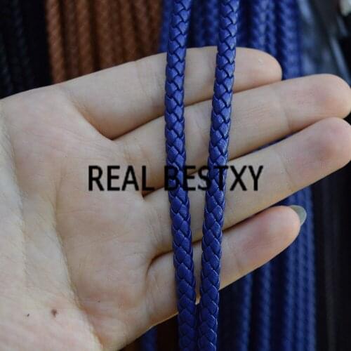REAL BESTXY 5m/lot 5mm super fiber blue brown leather cords materials for bracelets making braided leather straps rope
