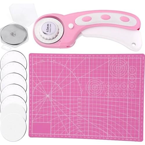 LMDZ 45mm Rotary Cutter And Replacement Blades Fabric Patchwork Leather Crafts Cutting Mat Leather Cutting Tools