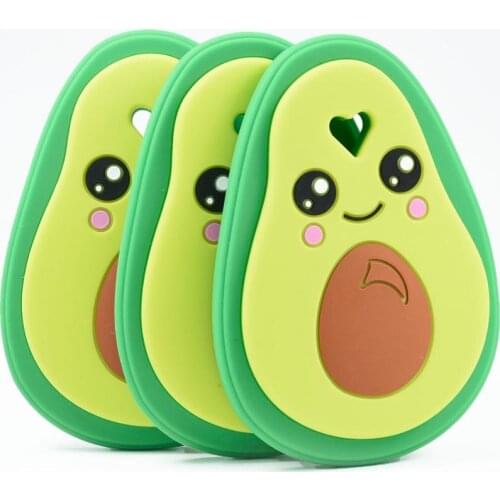 20 PCS Baby Silicone Avocado Teethers Toys Nursing Teething Necklace Accessories Chewable Jewelry Baby Crib Toy Cream Pendants