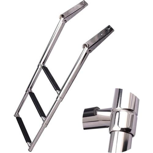 3 Step Telescoping Folding Ladder Platform Boarding Swim Step For Boat Marine Over-Platform Telescoping Drop Ladder
