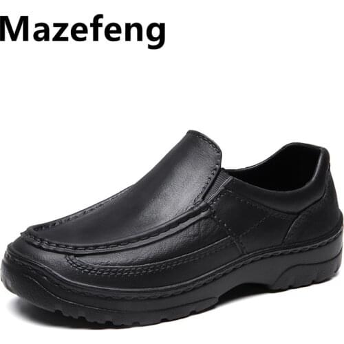 Mazefeng 2021 Mens Patent Leather Shoes 39-45 Head Leather Soft Anti-slip Rubber Loafers Shoes Man Casual Real Leather Shoes