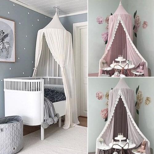 Baby Bed Curtain Net For Crib Girls Nordic Style Princess Lace Net Hung Dome Bedding Baby Bed Canopy Tent Curtain Room Decor