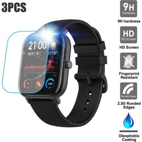 3PCS Clear Film Tempered Glass Screen Protector for AMAZFIT GTS Smart Watch Smart Watch Accessories