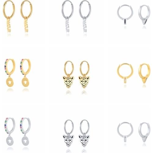 Viny Color Diamond Star Leopard Head Mama Earrings For Women 2021 Trend 925 Sterling Silver Earrings Hoops Pendientes Jewelry