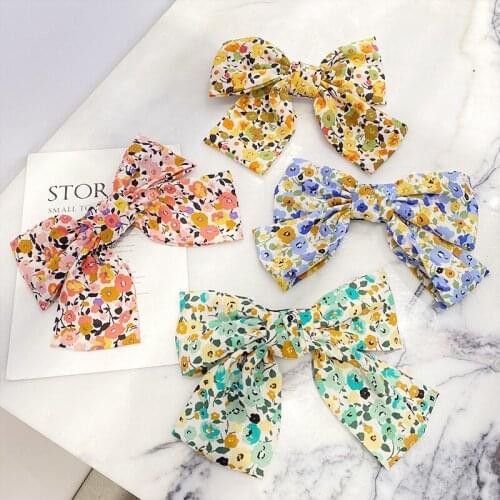 New Chiffon Floral Clasp Clip Hairpin Girl Headdress Big Bow Hairpins Hair Ponytail Holder Top Spring Clamp For Women Accessory