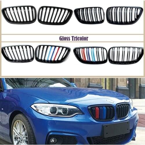 2pcs Car Grille Front Bumper Grill M Performance For BMW F22 F23 F87 2 Series M2 220i 228i M235i M240i Carbon/Black ABS Kidney