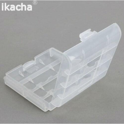 2pcs Mini Portable Plastic Battery Case Holder Storage Box For AAA/AA Battery Rechargeable Full Cover Blue White