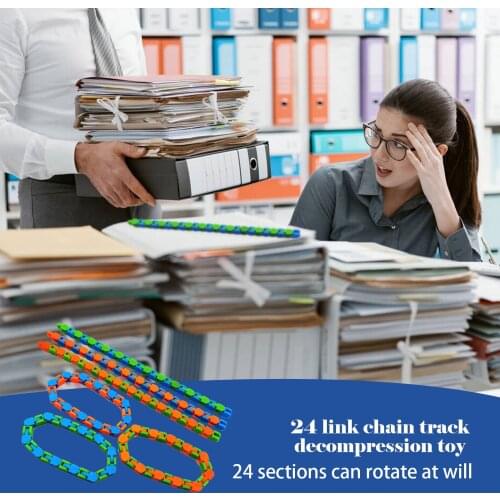 24 Links Wacky Tracks Snap and Click Fidget Toys Bike Chain Spinner Bracelet Snake Puzzle Anti Stress Toys for Kids Adults