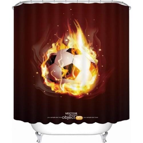 Football Pattern 3D Shower Curtain Polyester Fabric Waterproof Shower Curtain Eco-Friendly Bathroom Curtain Home