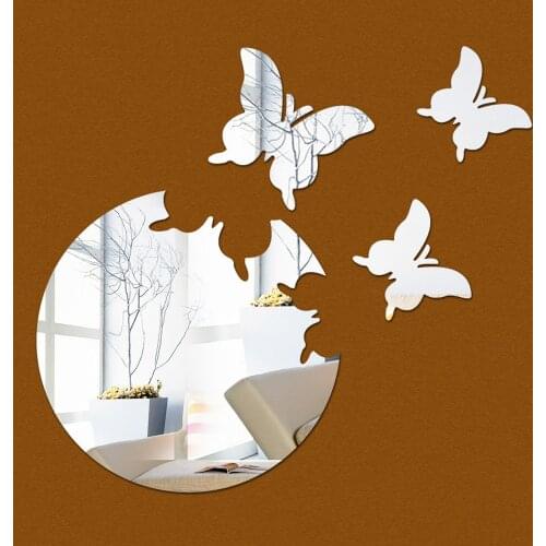 4pcs 3D Butterfly DIY Mirror Wall Sticker Aesthetic Room Decor Stickers Decal Bedroom Bathroom Home Decor Treandy Wall Decor