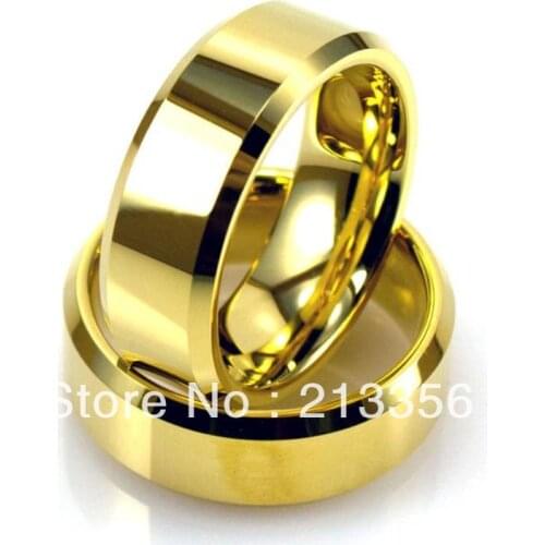 Free Shipping!Wholesales Cheap Price Promotion Sales! USA Hot Selling Mens Tungsten Carbide New Gold Plated 8mm Wedding Ring
