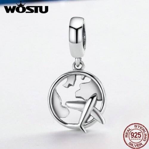 WOSTU New 925 Sterling Silver The Dream Of Traveling Dangle Beads Fit Original Charm Bracelet DIY Jewelry Gift FIC242