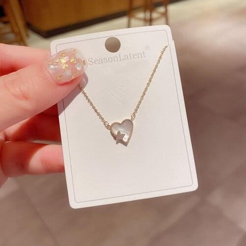 High-end Gold Color Necklace Chain Cubic Zircon Star Natural Shell Heart Necklace Women Gift Jewelry