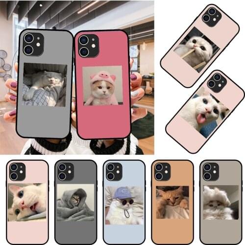 Phone Case For Apple IPhone 12 Mini 11 Pro XR X MAX SE XS 4 5 6 6S 7 8 E Plus Black Cover Coque 3D Pink With Cute Cat