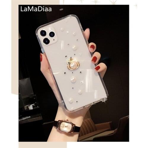 Phone Case Fashion Bling Crystal Diamond Pearl Soft Clear Case For SamsungA3 A5 A7 2017 A9 A8 A6 PLUS 2018 A50 A70 A80 A51 A71