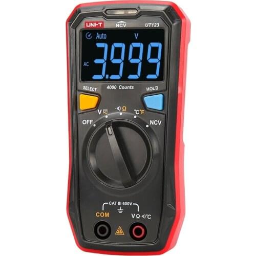 UNI-T UT123 Auto Range Mini Digital Multimeter Temperature Tester Data hold AC DC Voltmeter Pocket Voltage Ampere Ohm Meter