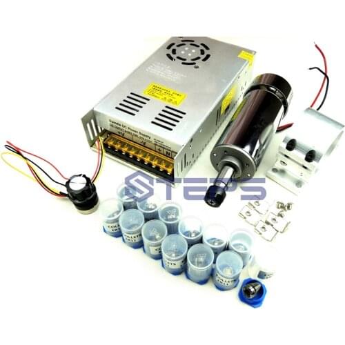 DC12-48V 0.4kw spindle motor ER11 chuck CNC 400W Spindle Motor+ 52mm mount bracket+Power Supply speed governor+13pcs ER11 Chuck