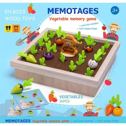 Wooden vegetable memory chess childrens parent-child interactive table game early education and intellectual development toys