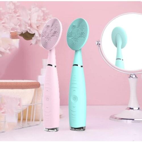 Electric Facial Cleaning Brush Vibrator Waterproof Pore Cleaner Portable Face Washing Handheld Massage Silicone Beauty Skin Care
