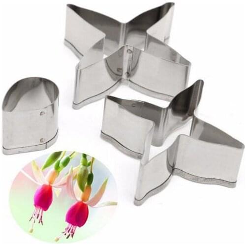 3pcs/set Fuchsia Flower Shape Chocolate Cookie Cutters Candy Biscuit Jelly Baking Tool Fondant Stainless Steel Cake Mold