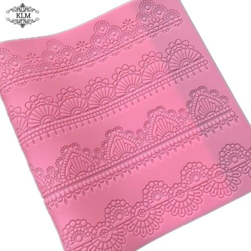 KLM lace silicone bakeable mold embossing mat cake decoration tools cake border silicone mold lace kitchen baking supplies