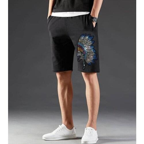 Summer New Casual Shorts Men Beach Breathable Quick Dry Loose Shorts Mens Fashion Rhinestones Short Pants Shorts Male