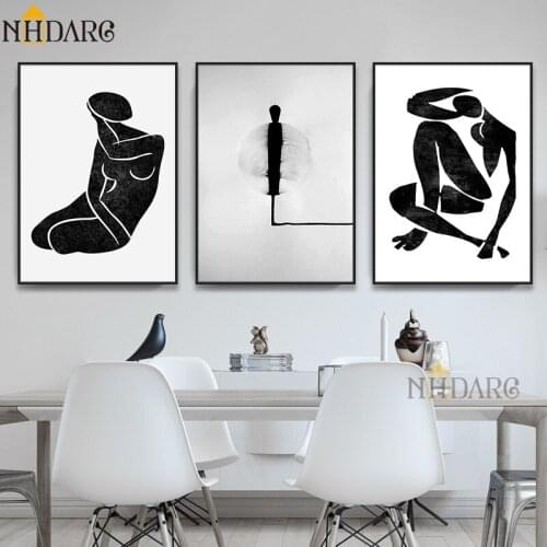 Matisse Black White Fashion Vintage Figure Sketch Canvas Painting Pop Art Print Home Decoration Wall Picture for Living Room