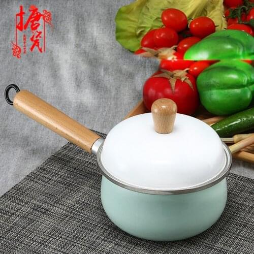 Milk pot, enamel milk pot, enamel coffee bucket, enamel single handle small soup pot, 16cm diameter milk pot