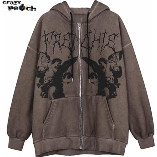 Archive Hoodie Jacket Skulls Vibe Hip Hop Zipper Fleece Jackets Vintage Men Y2K Gothic Skeleton Streetwear Retro Punk Hoodies