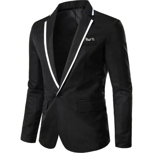 2020 Autumn New Casual Blazer Men Slim Fit Suit Coat Solid One Button Spliced Deep V Collar Blazer Jackets Plus Size