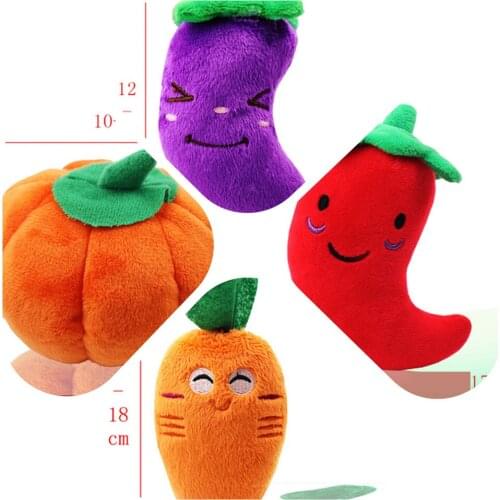 1PCS Stuffed Toy Squeak Squeaky Plush Sound Fruits Vegetables Watermelon Feeding Carrot Chili Eggplant Pet Products Dog Supplies