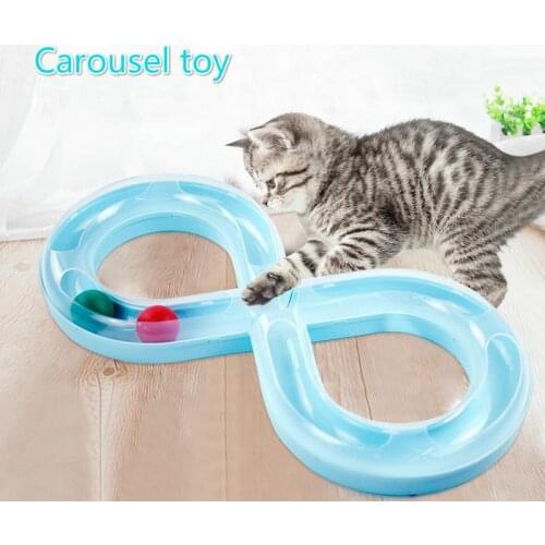 2020 New Solid Color Cat Toy 8-shaped Track Plastic Toy Rolling Ball Stitching Funny Cat Toy Pet Toy Pet Supplies