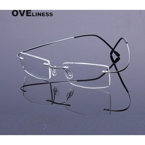 B Titanium Rimless Glasses frame for Men Prescription Eyeglasses Frames Women Ultralight Myopia Optical Frameless Korean Eyewear