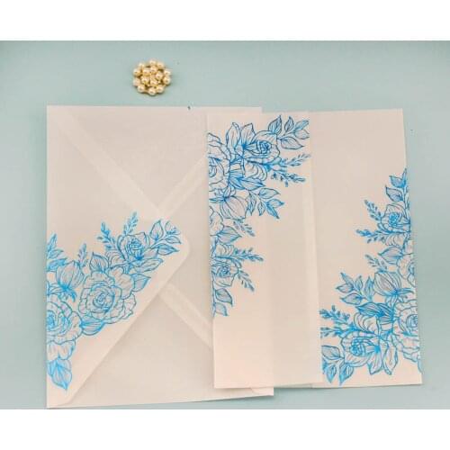 100x Vellum Cards Rose Gold Foil Bronzing Transparent Envelope Litmus Paper A7 For Wedding Invitation Sweet 16 For Bridal Shower