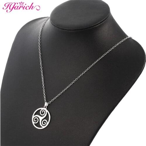 Trendy Teen Wolf Symbol Female Necklace Stainless Steel Hollow Round Pendants Necklaces for Men Women Metal Chain Jewelry Gift
