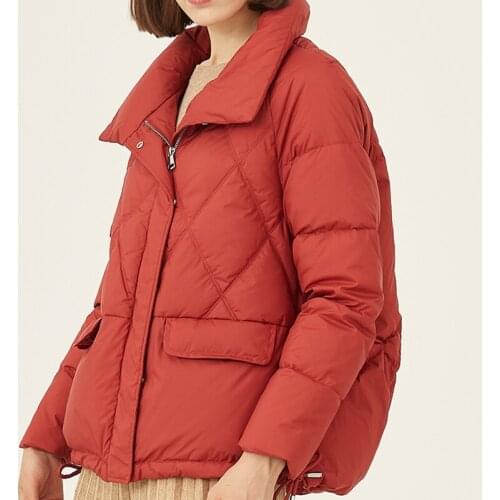 Ailegogo Stand Collar Loose Thick Warm Women Short Down Coat Winter Female 90% White Duck Down Parkas Black Lady Snow Outwear