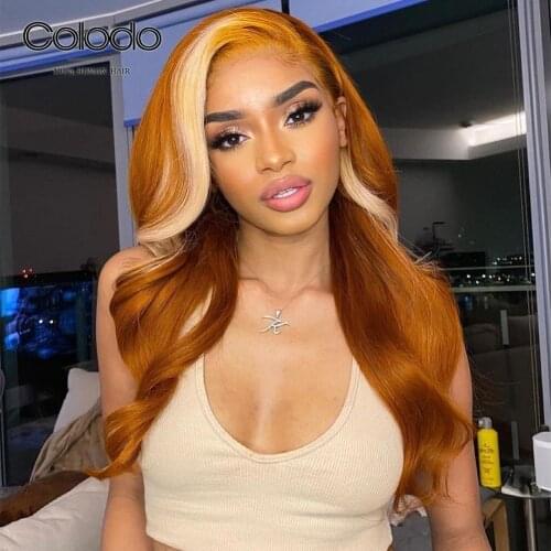 Lace Front Human Hair Wigs Ginger Human Hair Wig Highlights Body Wave Lace Front Wig 613 Blonde Human Hair Wig For Women