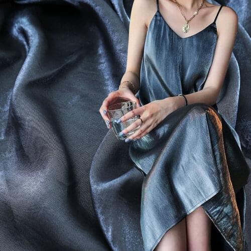 Pearlescent Silk Satin Solid Color Fabric Bright Silky Drape Plain Dress Fabric Shirt Hanfu Handmade DIY Cloth
