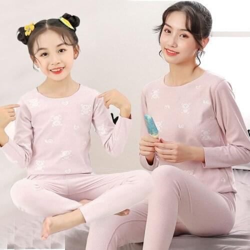 Mother Kids Pajama Sets 2021 Baby Boys Sleepwear Toddler Girls Thermal Underwear Set Autumn Winter Cartoon Children Kids Pyjamas