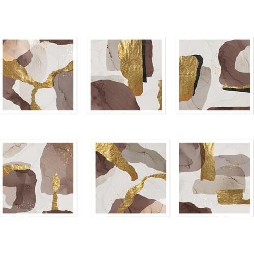 Modern Abstract Golden Brown Marble Pattern Paintings Nordic Delicate Canvas Posters Prints for Office Living Room Decoration