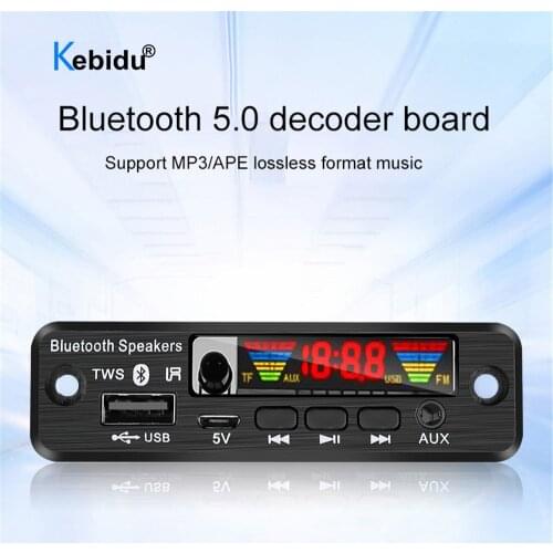 APE/MP3 Decoder Board 5V TWS Bluetooth 5.0 Wireless FM Radio MP3 Player Support TF Card USB AUX Audio Decording Board Handsfree