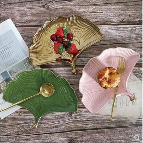 Ceramic ginkgo leaf crafts, creative Nordic art, home office restaurant bar desktop decoration