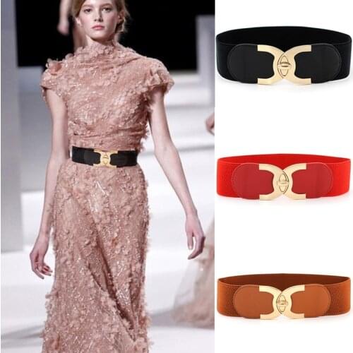 Fashion Women Waist Belts Solid Stretch Elastic Wide Belt Dress Adornment for Ladies Decoration Waistband 6cm Width 65cm Long
