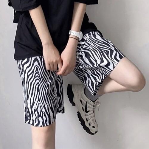 Zebra Pattern Printed Shorts for Womens Summer Casual Clothing Girls Korean Fashion Straight Leg Short Pants Harajuku Streetwear