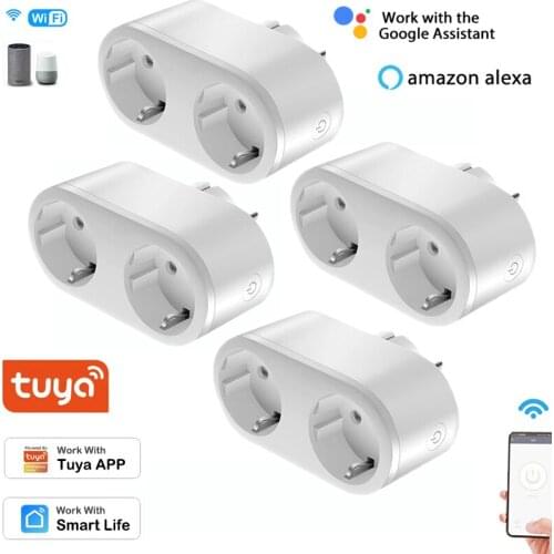 Tuya WiFi Smart Plug Outlet 2 in 1 Smart Socket Smart Life/Tuya App Remote Control Support Alexa Google Home Voice Control